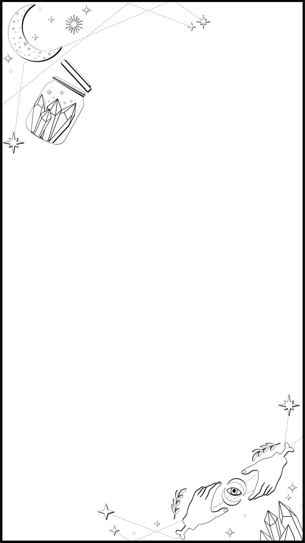 Transparent Celestial Frame with Mystic Motifs