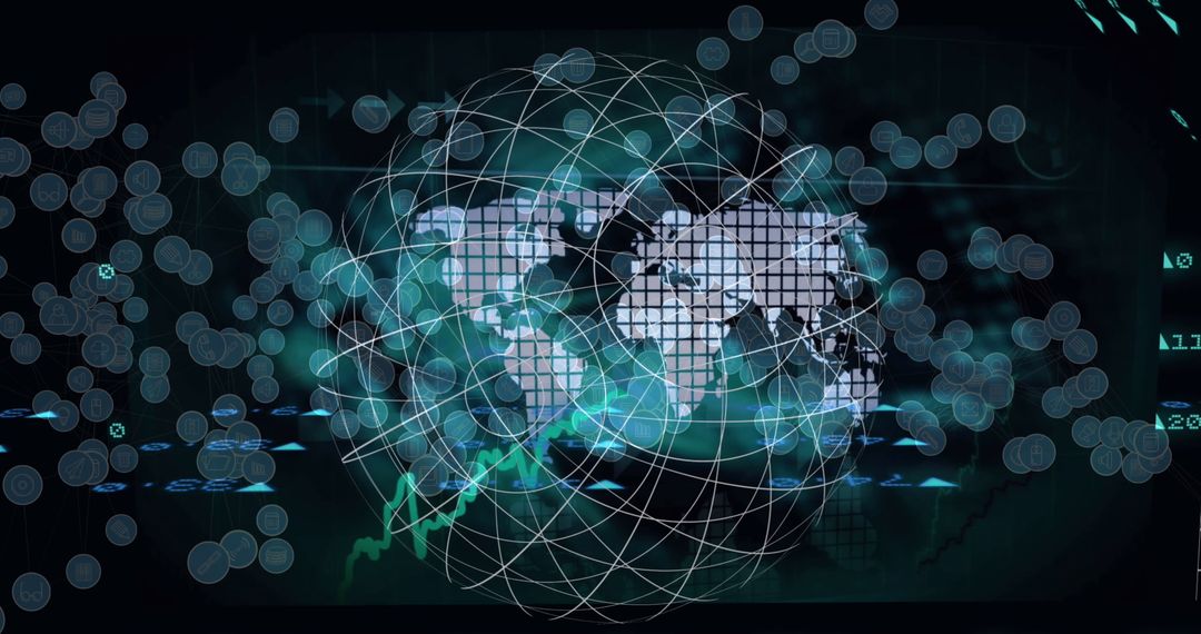 Global Network Connections Amid Digital World Map Overlay
