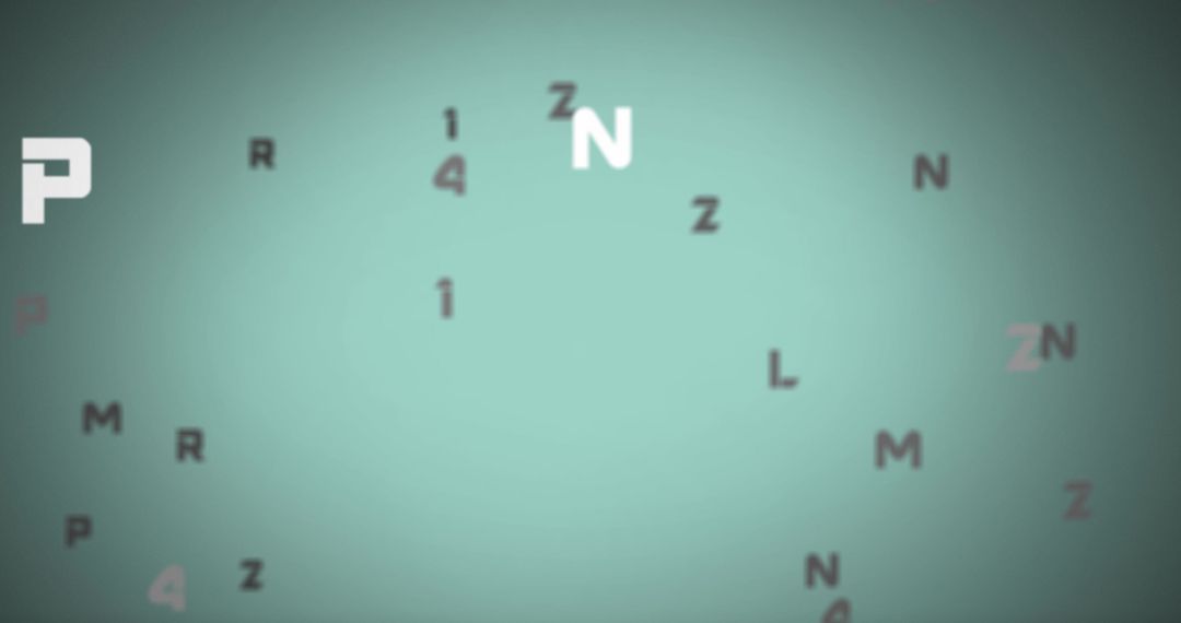 Floating Numbers and Letters on Green Background