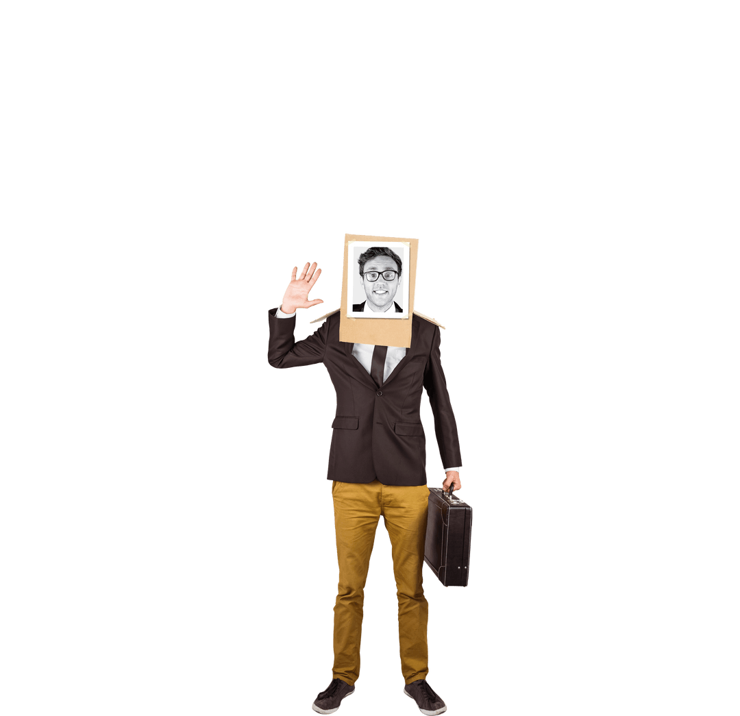 Transparent Faceless Businessman With Photo Box Head
