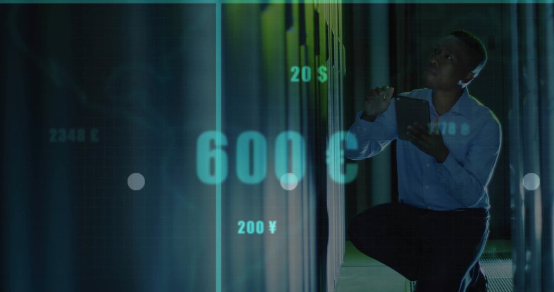 Tech Specialist Managing Digital Data Security in Data Center