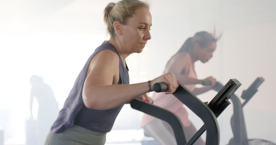 Women Exercising on Machines in Modern Gym - Free Images, Stock Photos and Pictures on Pikwizard.com