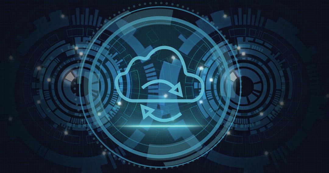 Digital Cloud with Scanning Technology Interface Background