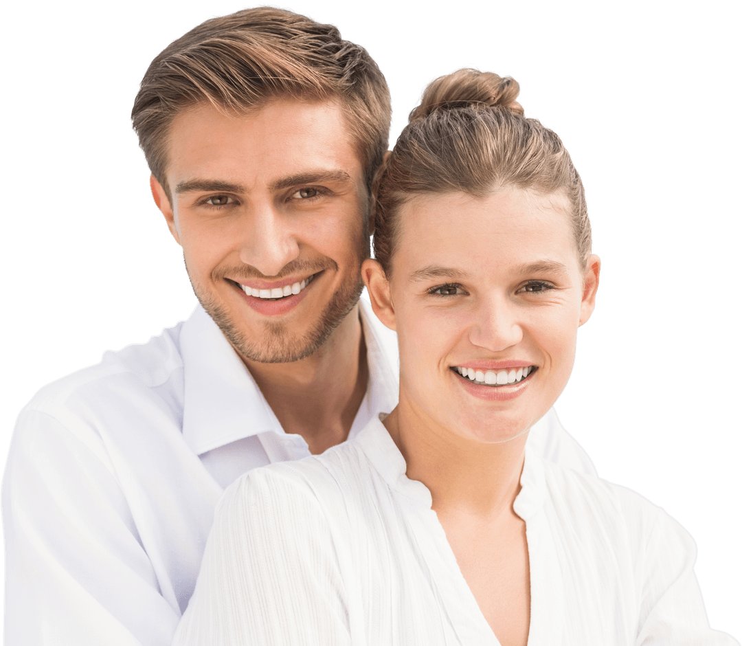 Transparent Portrait of Happy Caucasian Couple Embracing