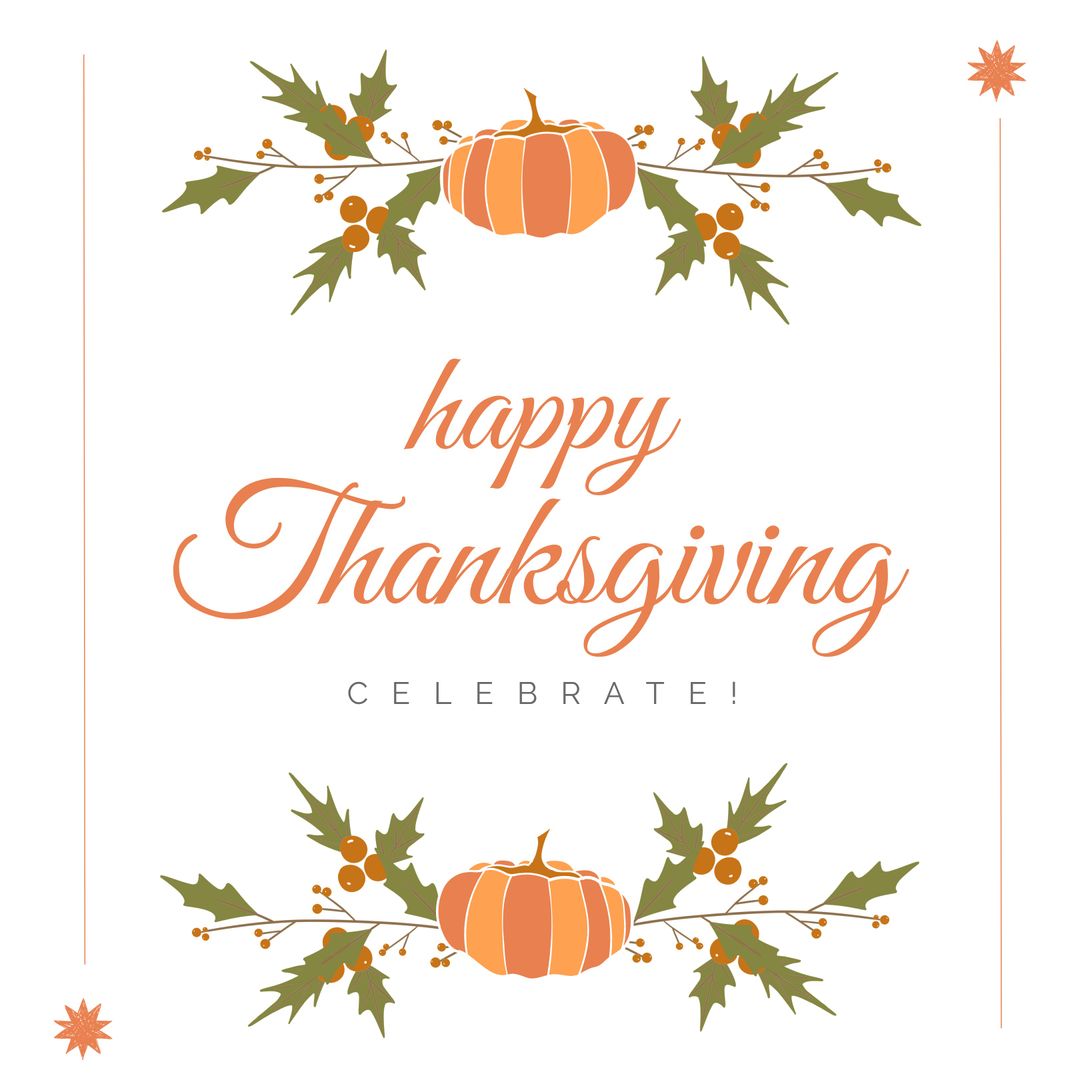 Happy Thanksgiving Greeting with Pumpkins and Leaves