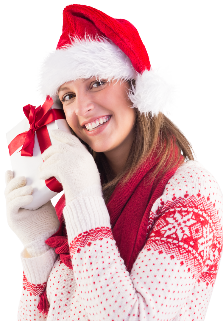 Smiling Woman Holding Christmas Gift Transparent Background - Download Free Stock Images Pikwizard.com