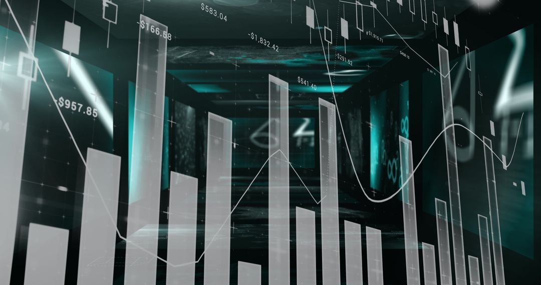 Abstract Financial Chart with Data and Mathematical Equations