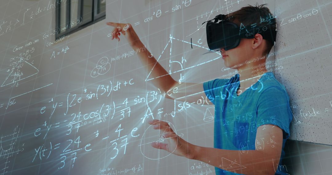 Student Engaging with VR for Interactive Math Learning