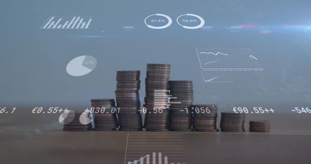 Stacked Coins Representing Financial Growth and Data Visualization
