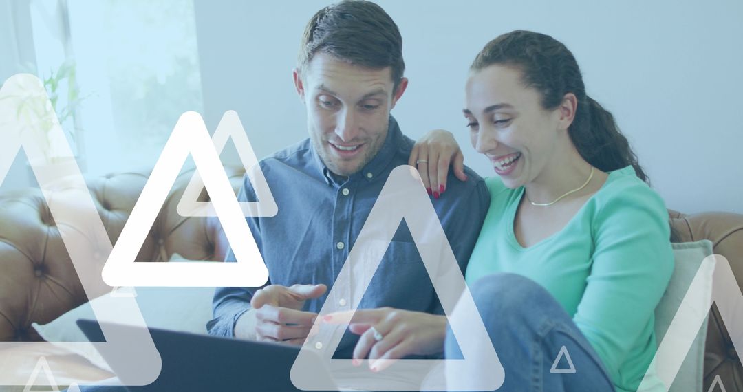 Couple Using Laptop with Digital Technology Graphics