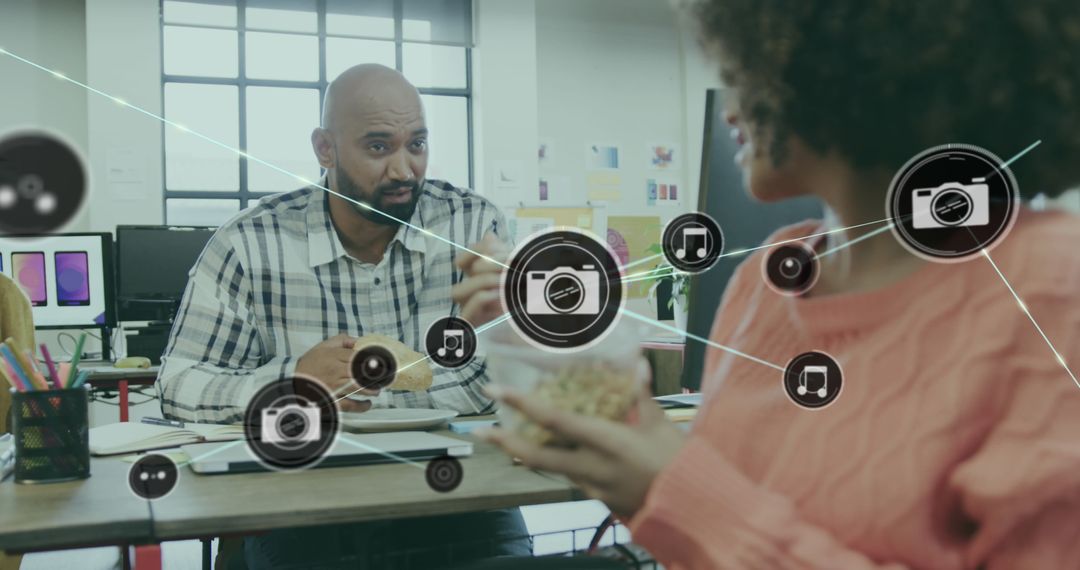 Diverse Coworkers Communicating with Digital Interface at Work