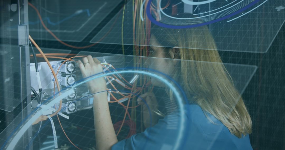 Engineer Working on Advanced Server Maintenance in Data Center