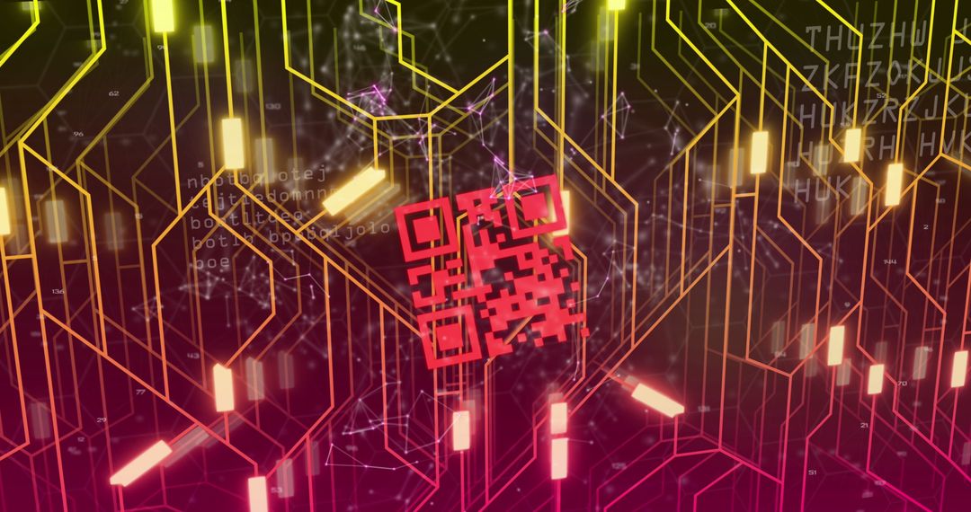 Futuristic QR Code with Neon Data Elements