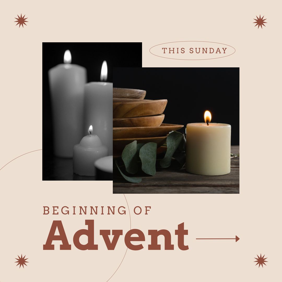 Beginning of Advent Candles with Warm Decor Elements - Download Free Stock Templates Pikwizard.com