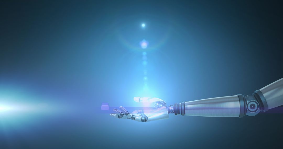 Robotic Hand Reaching Towards Blue Light Halo