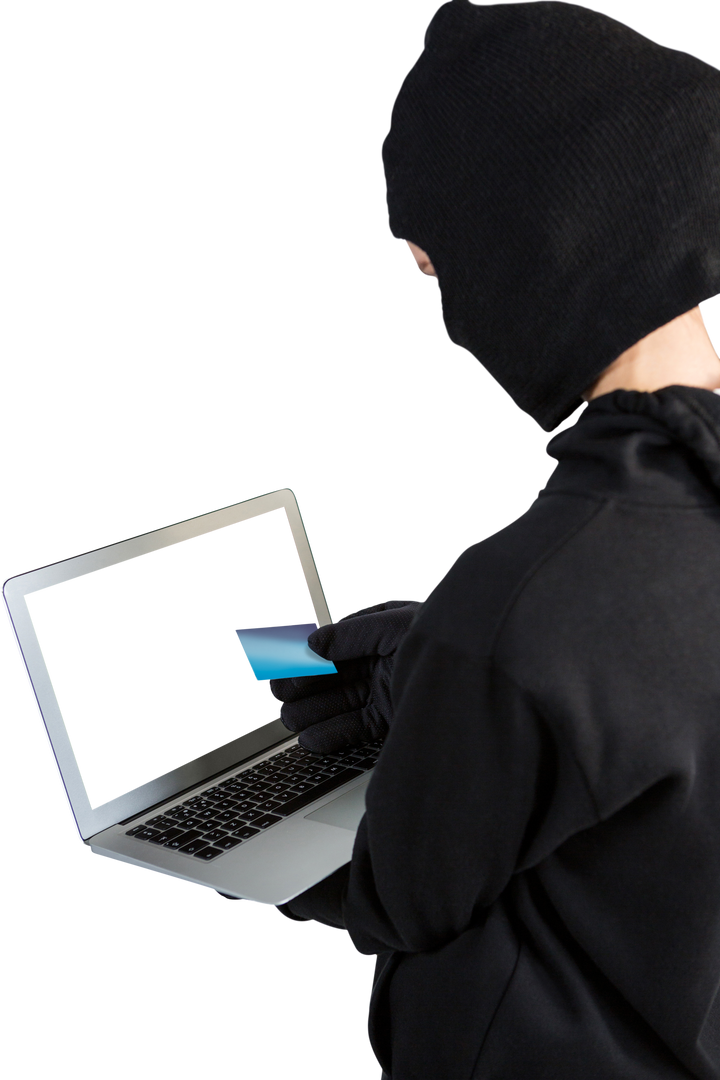 Mask-Wearing Hacker Embarking on Cyber Attack with Laptop - Download Free Stock Images Pikwizard.com