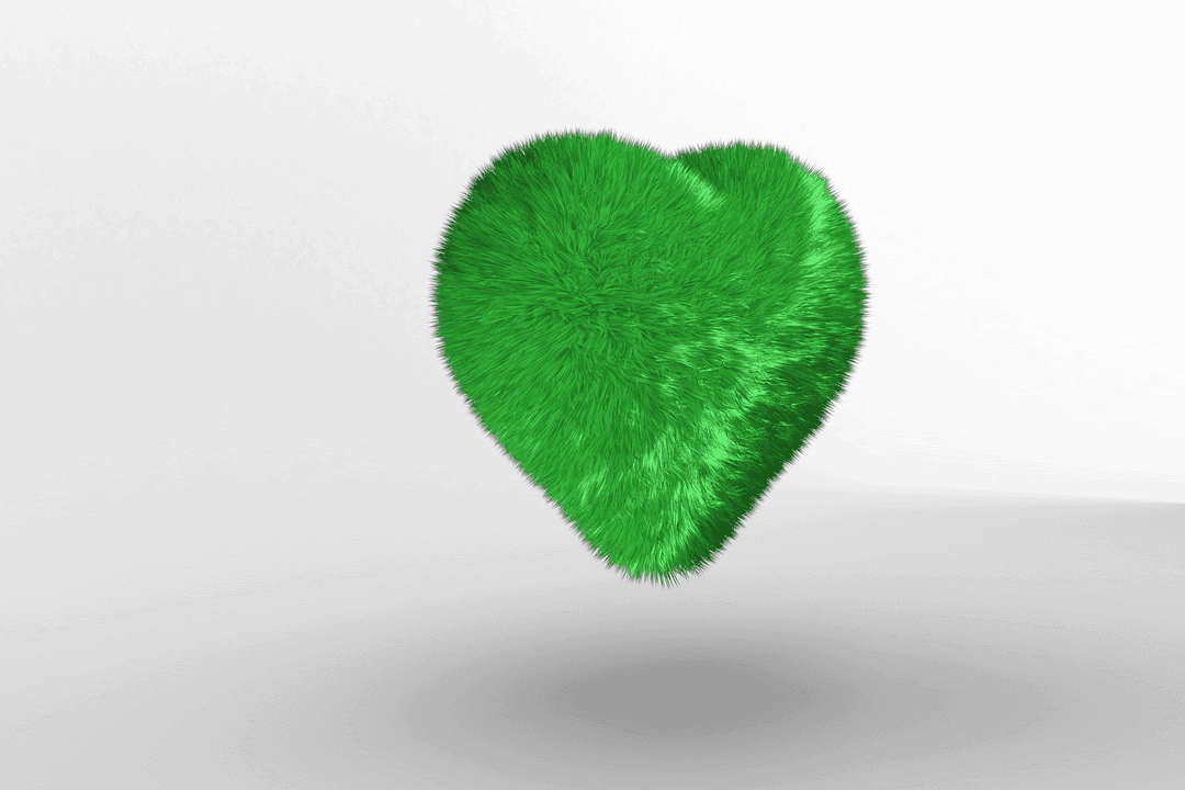 Green Fluffy Heart on Transparent Background Abstract Illustration