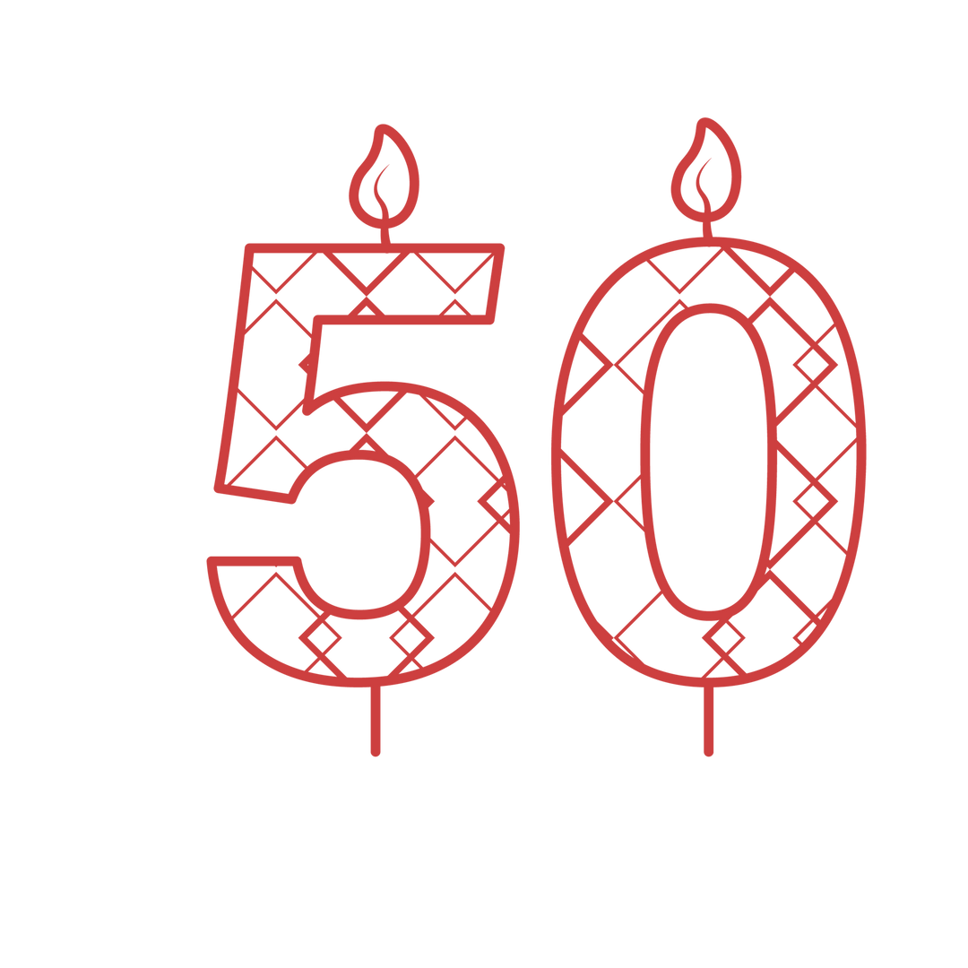 Red 50th Birthday Candle Illustration with Pattern on Transparent Background - Download Free Stock Images Pikwizard.com