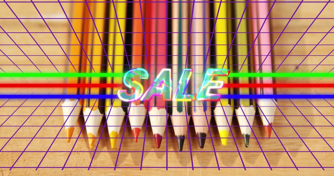 Vibrant Colored Pencils with Sale Glitch Effect