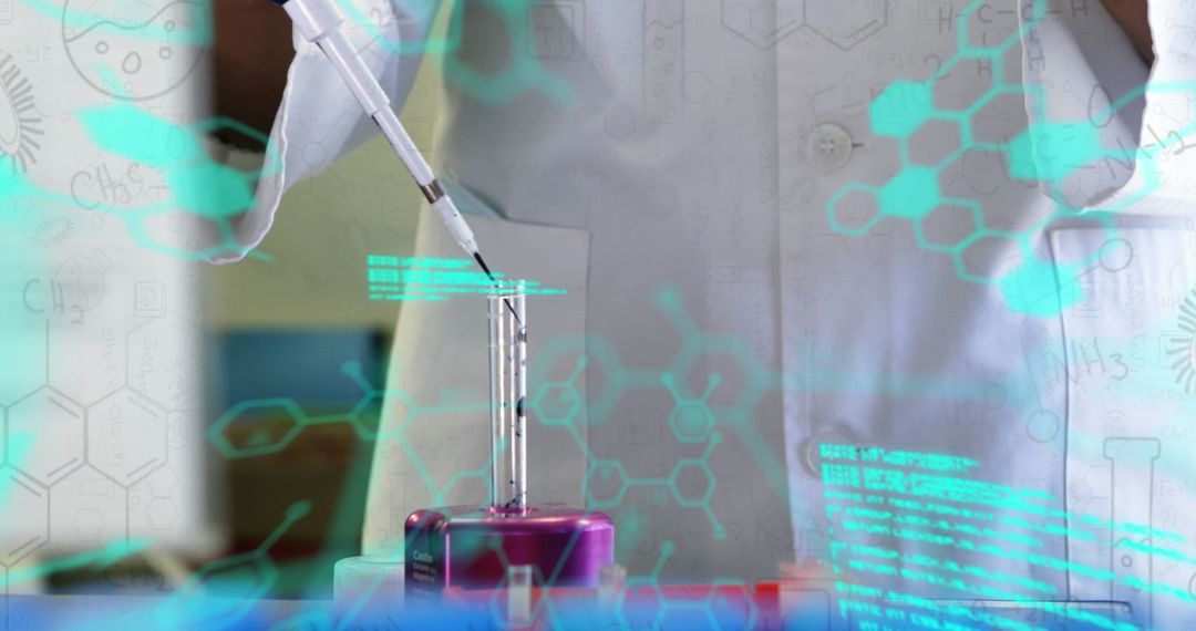 Scientist Conducting Research with Cyber Technology Overlay