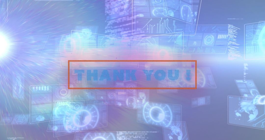 Thank You Text Overlaying Futuristic Data Screen