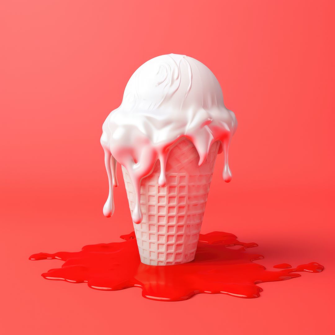 Vanilla ice cream in cone on red background, created using generative ai technology - Free Images, Stock Photos and Pictures on Pikwizard.com