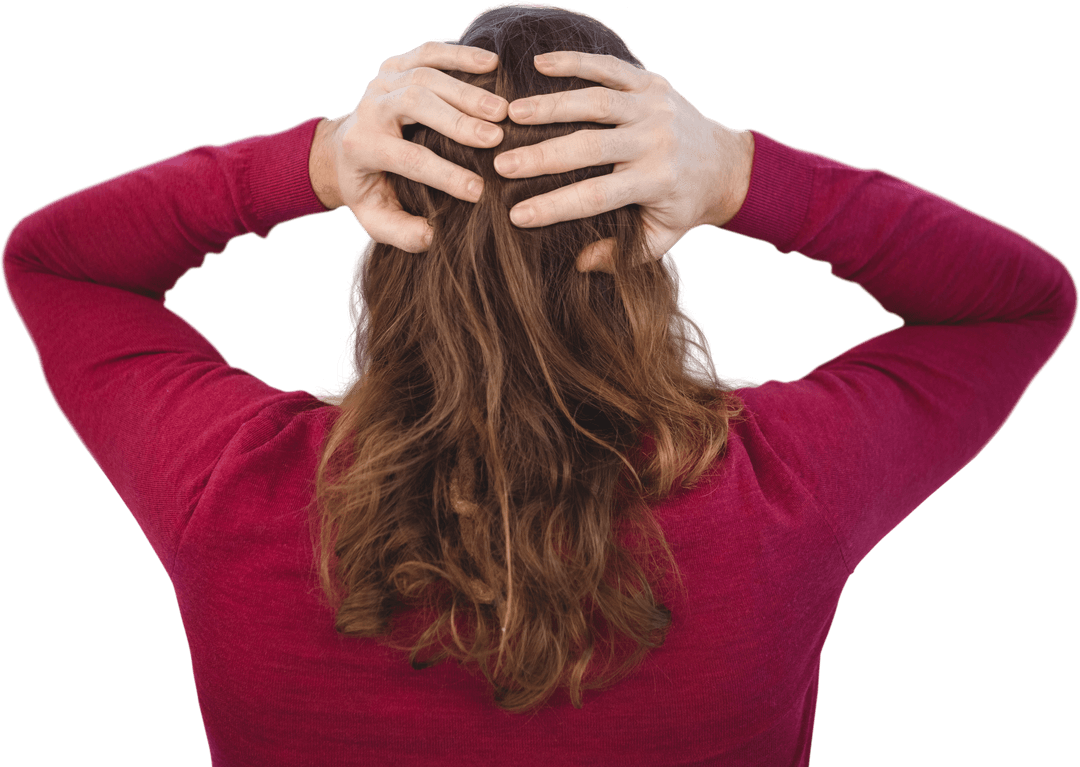 Transparent Rear View of Person Relaxing with Hands Behind Head
