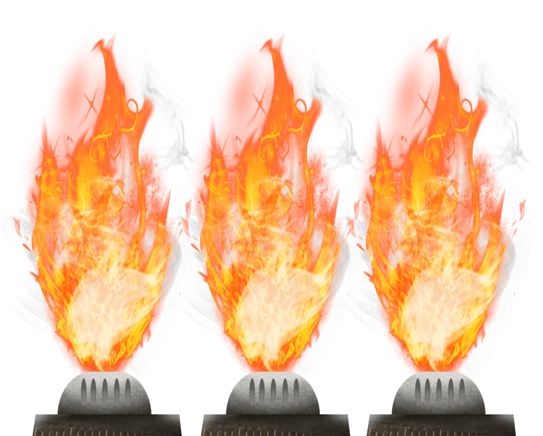 Transparent Flames on Gas Burner on White Background