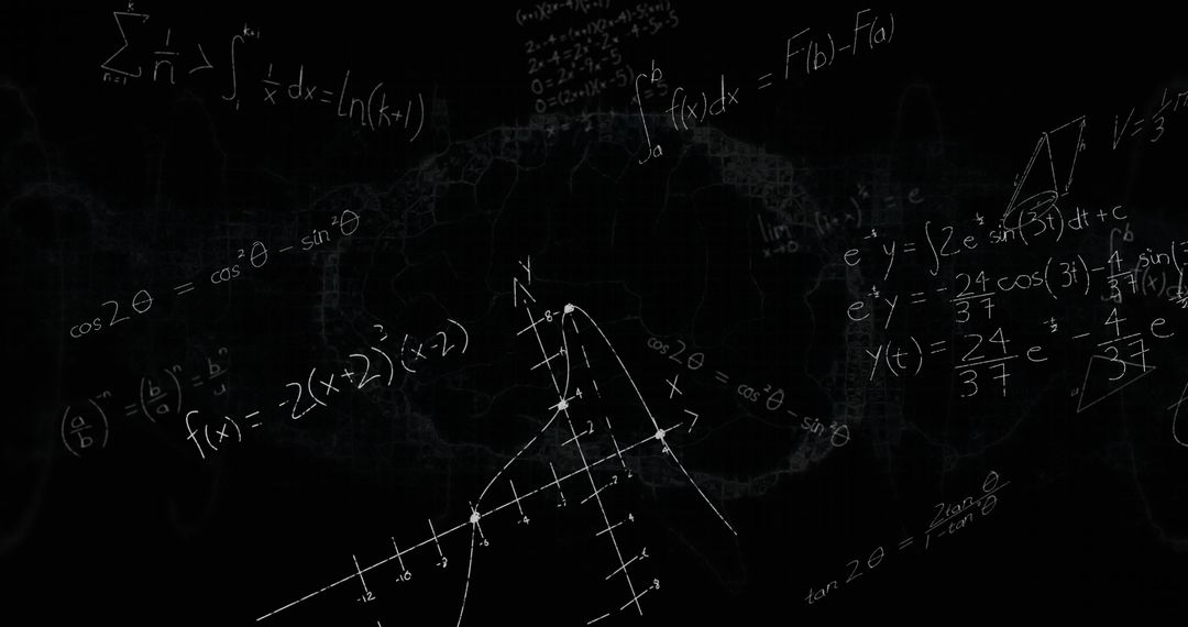 Complex Mathematical Equations Overlaying Digital Brain Model