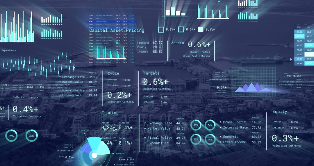 Innovative Financial Data Visualization Over Cityscape