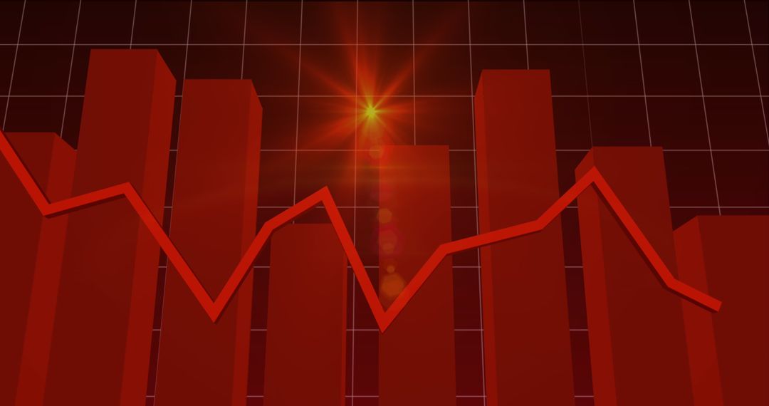 Fluctuating Financial Chart with Red Graph Bars