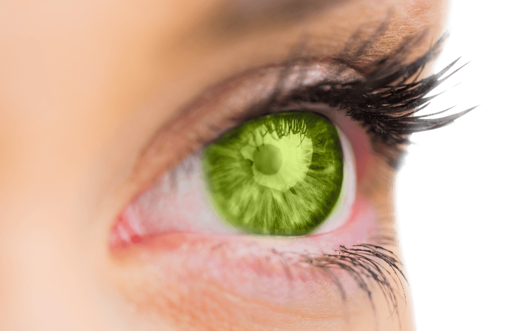 Close-up of Woman's Green Eye on Transparent Background