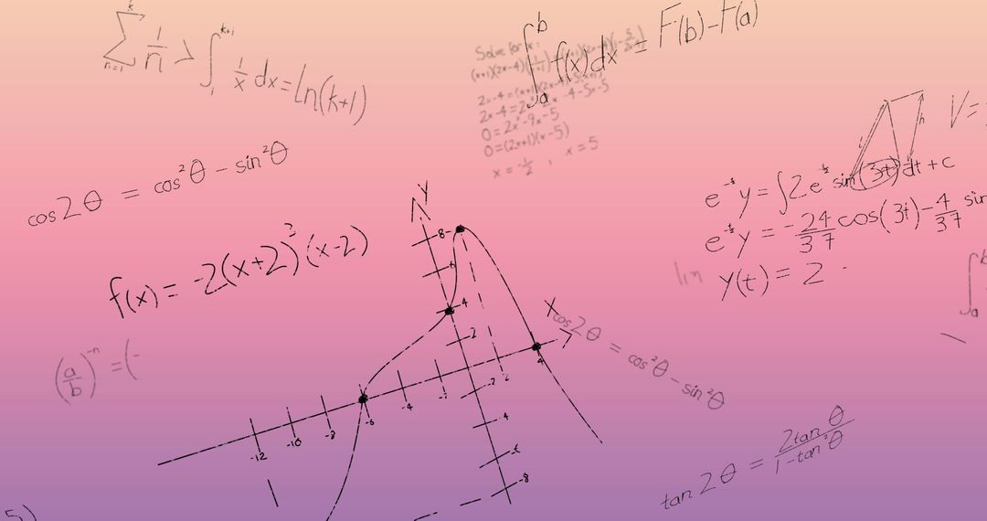 Mathematical Equations on Pink Gradient Background
