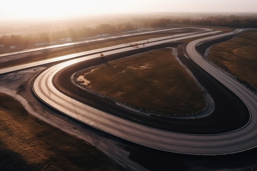 Aerial view of empty car race track, created using generative ai technology - Free Images, Stock Photos and Pictures on Pikwizard.com