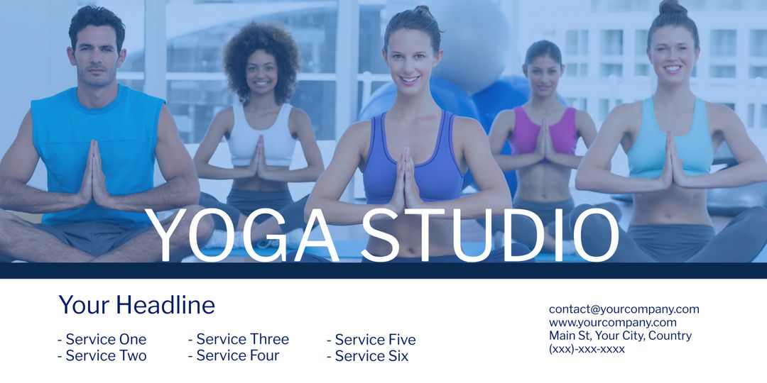 Diverse Group Practicing Yoga in Studio for Wellness Promotion