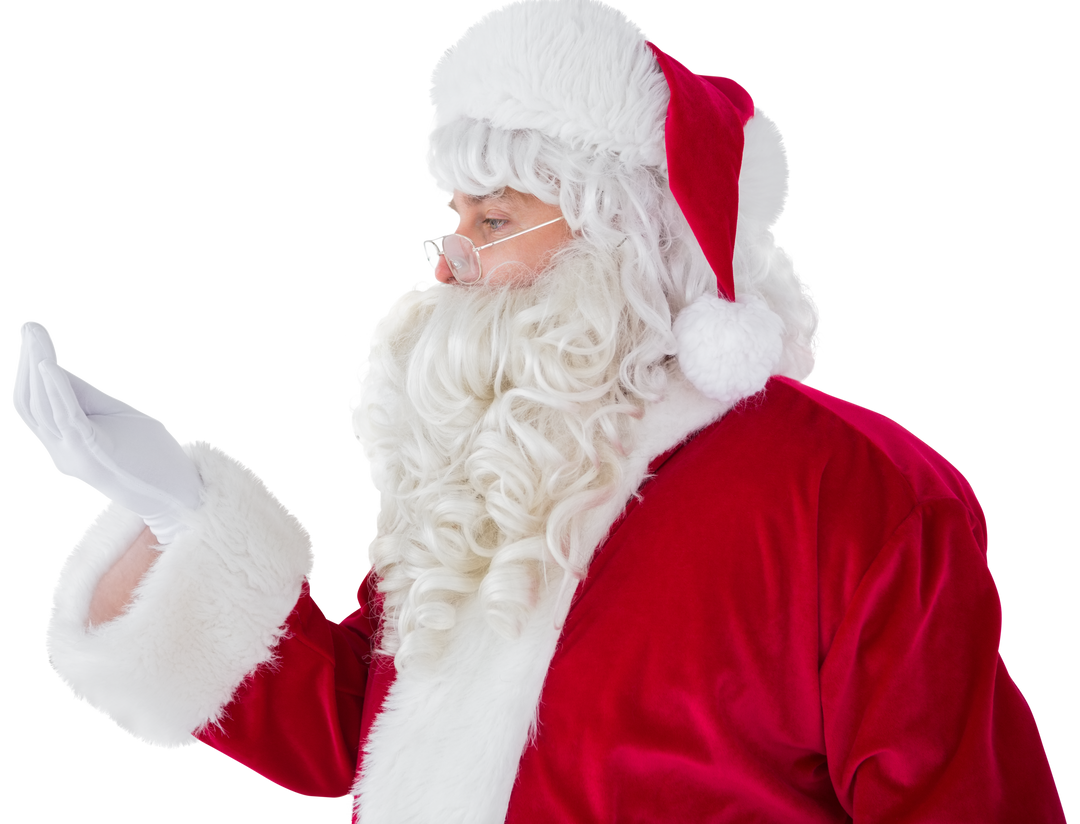 Transparent Santa Claus Gesturing with Hand in Mid-Movement - Download Free Stock Images Pikwizard.com