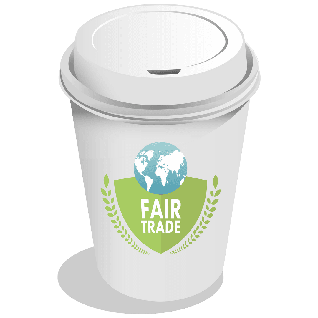 Fair Trade Coffee Cup Illustration on Transparent Background