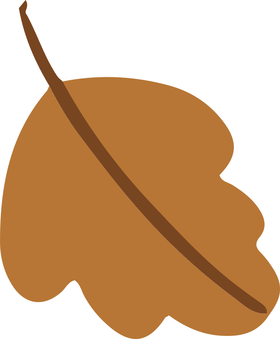 Flat Stylized Autumn Leaf on Transparent Backdrop