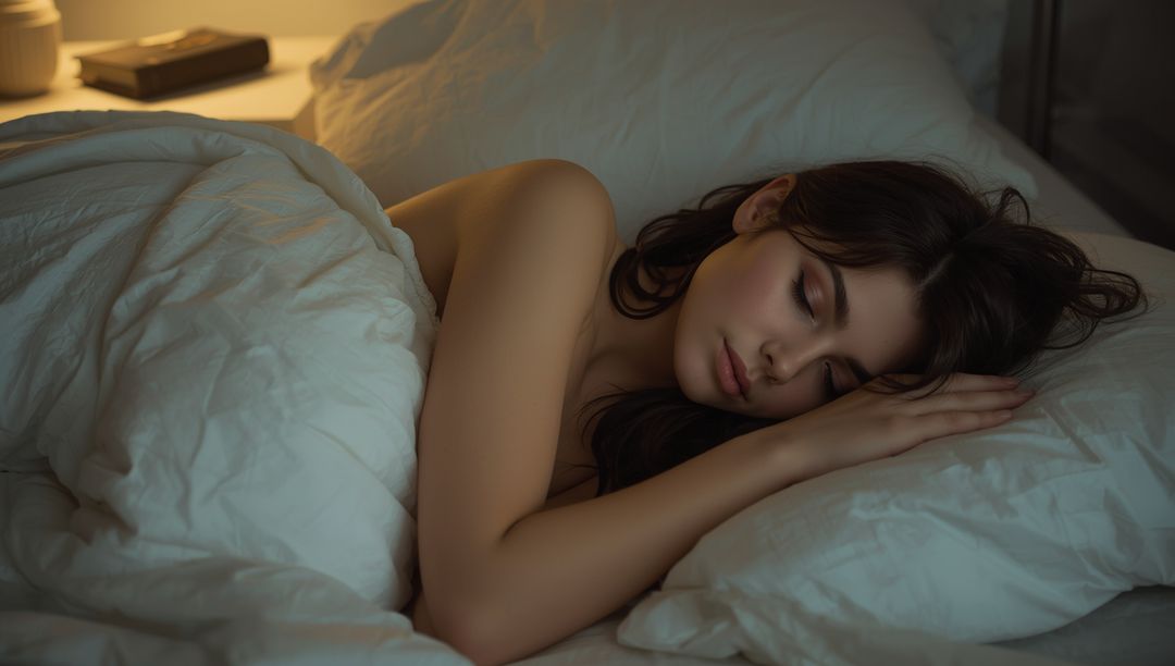 Serene Woman Sleeping in Cozy Bedroom Ambiance