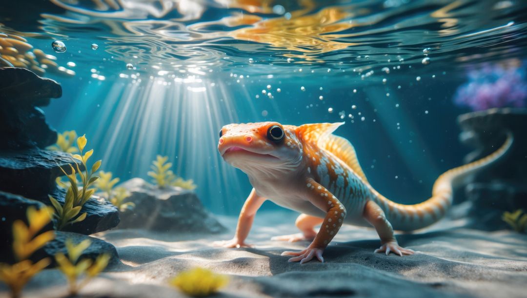 Colorful Amphibian in Vibrant Underwater Ecosystem
