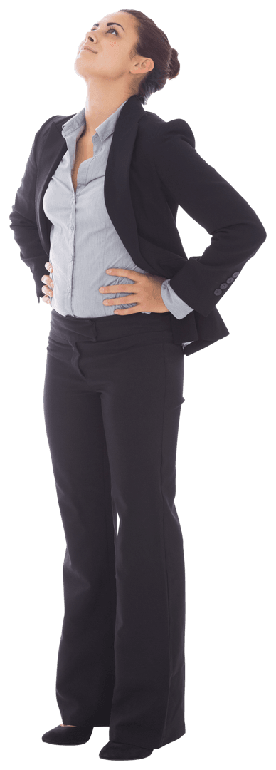 Confident Businesswoman Posing with Chin Up on Transparent Background