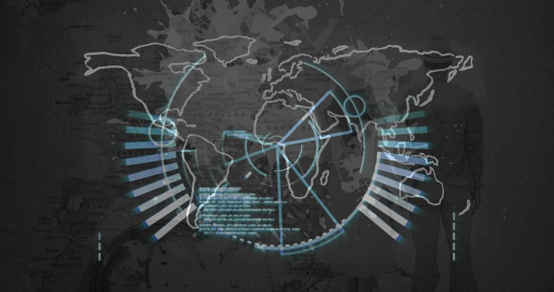 Abstract Digital Countdown on World Map Background