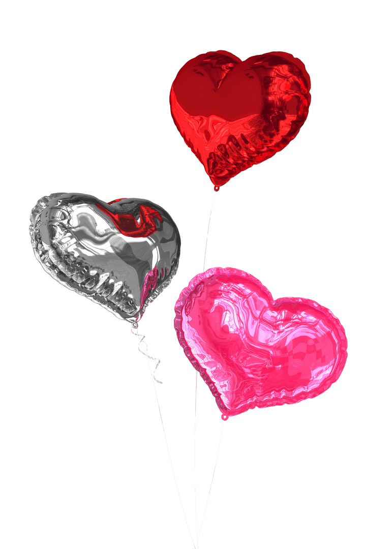 Heart Balloons on Transparent Background for Celebrations