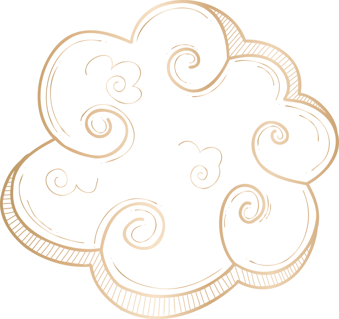 Artistic Cloud Doodle with Swirling Spirals on Transparent Background