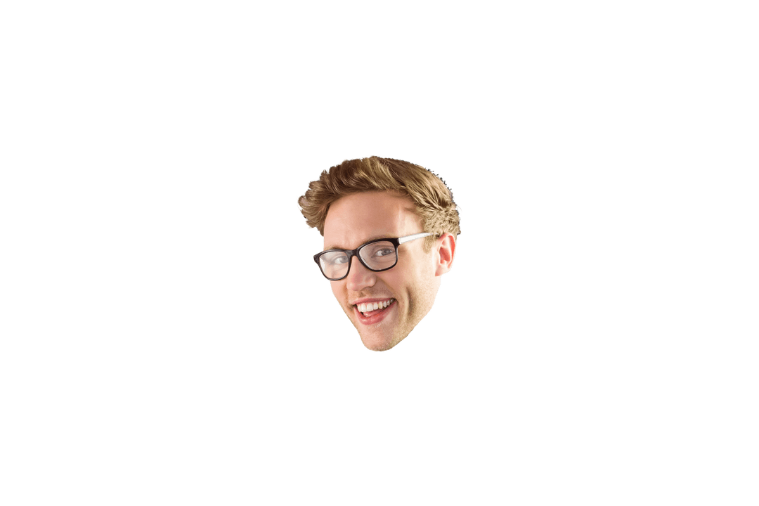 Smiling Face on Transparent Background with Glasses