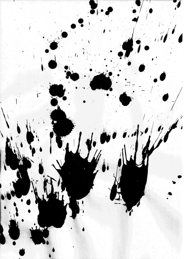 Black Ink Stains on Transparent Background Abstract Art