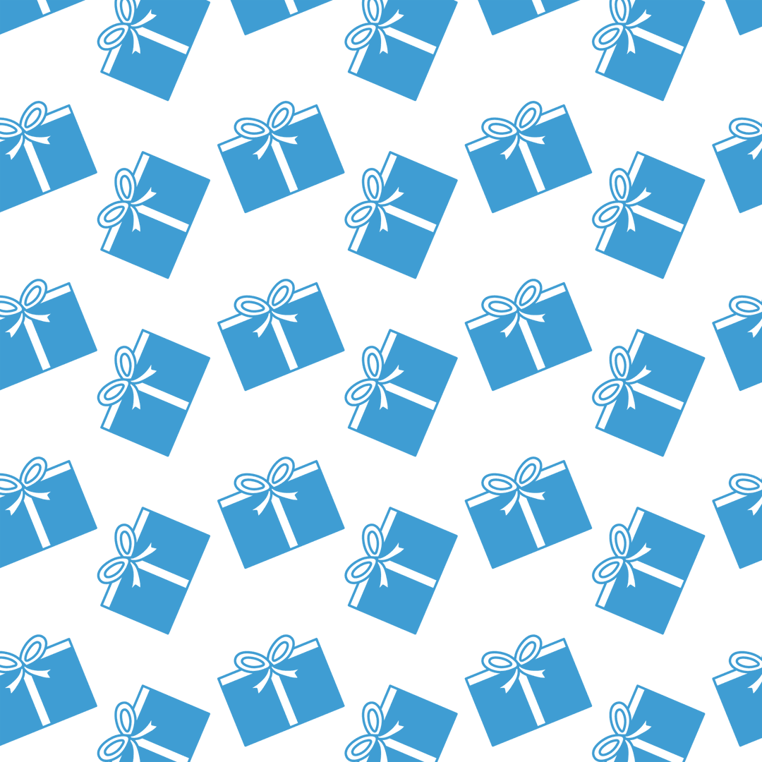Blue Gift Box Pattern on Transparent Background for Celebrations