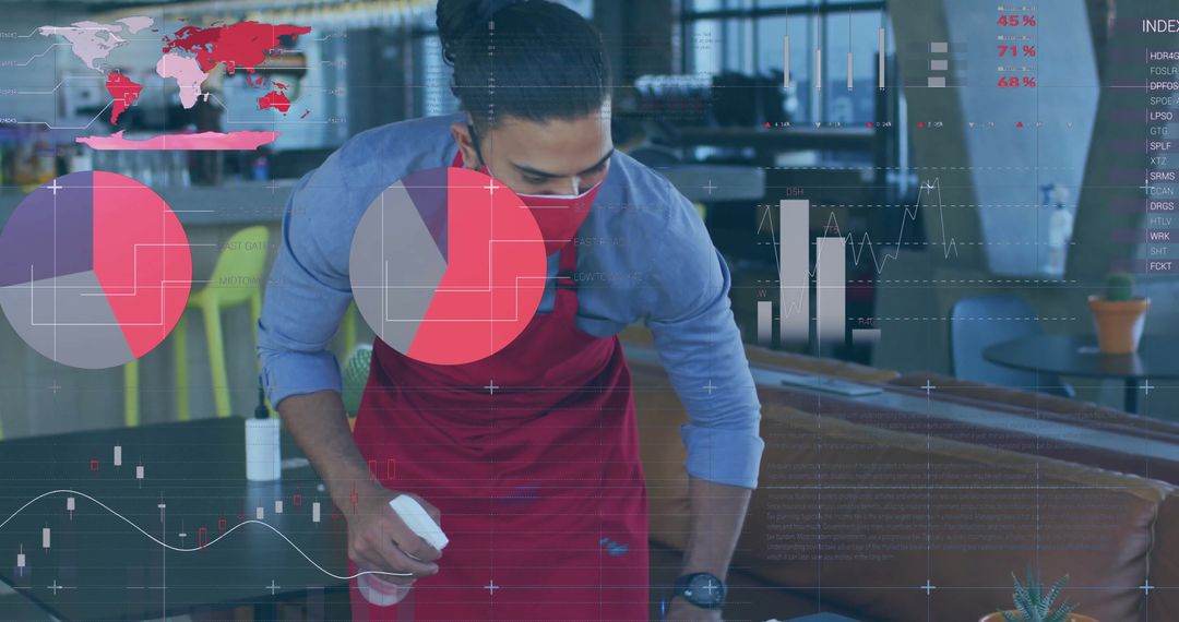 Hygienic Café Server with Mask Sanitizing Table with Data Visualization