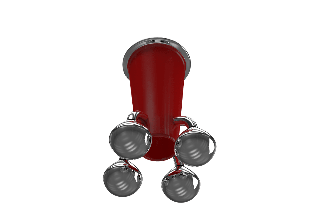 Transparent ufo design with metallic red structure