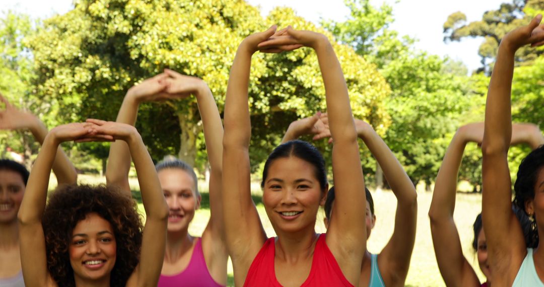 Group of Diverse Women Practicing Outdoor Yoga Together in Garden - Free Images, Stock Photos and Pictures on Pikwizard.com